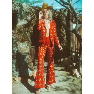 ANY OLD IRON NASHVILLE Free People Redstar Suit Star Flare Pants Blazer XL